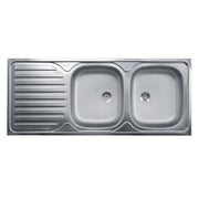Two bowls kitchen sink with steel left drainer 50x120 cm