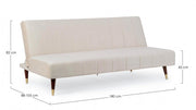 Alma sofa-bed 3 seats Beige velvet effect 180x88x82h cm