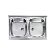 Two-bowl stainless steel countertop kitchen sink 50x80 cm