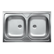 Two-bowl stainless steel countertop kitchen sink 50x80 cm