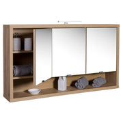 Specchiera Pensile con 3 Ante e 1 Vano, Luce LED, Dimensioni: 70x123x22 cm