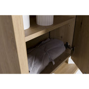 Specchiera Pensile con 3 Ante e 1 Vano, Luce LED, Dimensioni: 70x123x22 cm