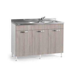 Reversible elm 3-door kitchen sink Cm 120x50xH 85