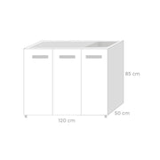 Kitchen sink with 3 doors Reversible white Cm 120x50xH 85