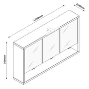 Specchiera Pensile con 3 Ante e 1 Vano, Luce LED, Dimensioni: 70x123x22 cm