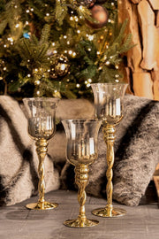 Set of 2 Artha Gold Chalice Candle Holders