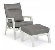 Aluminum ottoman with Kledi lunar cushion