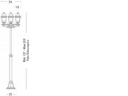 Telescopic Aluminum Cast with Transparent Glass Diffusers - Max Lamp Height 170mm - White Silver Ground Fixing Triangle