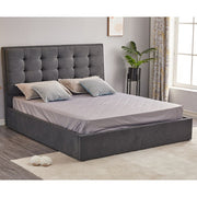 Dark Grey Fabric Double Bed with Storage - 171cm x 209cm x 115cm