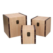 Faux leather box 1-3 square wood effect cm22x22h22