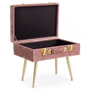 Stool with container in Antique Pink velvet POLINA 50x34x h42 cm