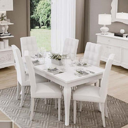 Extendable White Table GISELLE 160 - 205x90x h78 cm