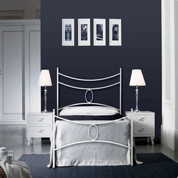 Single iron bed with footboard White CONCA 92x208x h117 cm