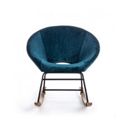 Annika rocking armchair with peacock blue velvet effect