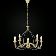 Ivory Decape iron chandelier with Gold finishing five lights 61x h45 cm