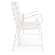 Two-seater folding bench in white steel EMILY 115x60x h92 cm