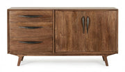 Sideboard 2 doors - 3 brown drawers in vintage style wood