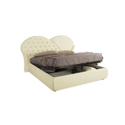 Double bed with storage in cream eco-leather 215x220xh.122 cm