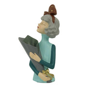 Woman blue flower vase resin cm16,5x12h32