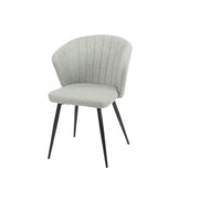 Light Grey Upholstered Krid Chair with Black Metal Legs 44cm x 41cm x 82cm