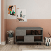 Troy retro gray shoe bench with cushion