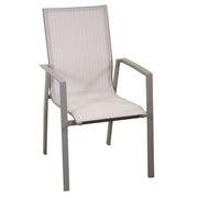Armchair in aluminum and Cleveland matt dove gray textline