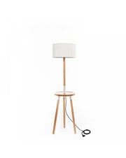 Acrux floor lamp in white fabric and wood STS