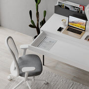Leila White Desk with Anthracite Details and Drawer - 101cm H x 60cm D x 110cm W