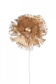 6x Champagne Flower Feather Picks