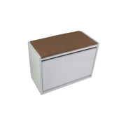 Shoe rack with bench Susa white color with flap opening