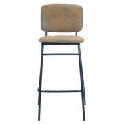 Tortora Faux Leather Ross Stool with Black Legs - 106 cm x 43 cm x 45 cm