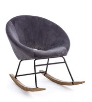 Annika rocking armchair with dark gray velvet effect