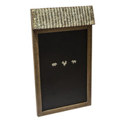 Rectangular wooden metal blackboard with roof and 3 animal magnets cm45x78x7,5