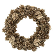 Chaplet with champagne flowers and pine cones ø45h8,5 cm