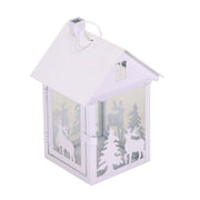 Rectangular white reindeer metal lantern cm16x15h26