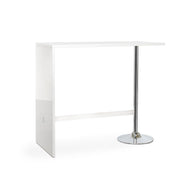 Glossy white rectangular peninsula with chromed leg 120x60xh.105 cm