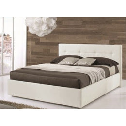 Single bed and a half with container in white eco-leather NAPOLI 205x140x h105 cm