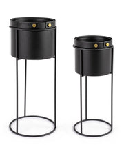 Set of 2 Zeina black steel plant pots