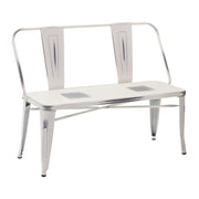 Iron bench with antique white backrest 111 x 51 x h 82.5 cm