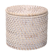 Round white algarve rattan box cmø15h13