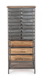 OFFICINA chest of drawers in steel and wood 129.5h cm