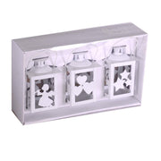 Christmas white metal lantern pack 3 pieces square cm7,5x7,5h11