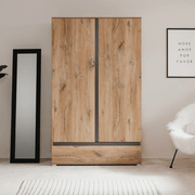 Unna60A antique oak wardrobe with two doors and drawer