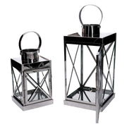Square silver metal lantern 1-4 cm22,5x22h49,5