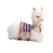 White seated llama with bells cm28x13h29