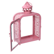 Pink metal lantern cm17x9h30,5