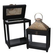 Wooden lantern 1-2 black cm28x18h47
