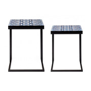 Set of 2 NEAPOLIS coffee tables in steel with mdf top decorated with print 62.5h 56h cm
