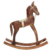 Wooden horse covered with gold metal cm40x11h46