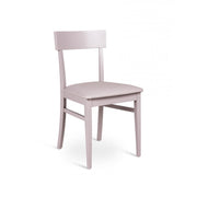 Chair in light gray lacquered wood with imitation leather seat 44x45xh. 82 cm